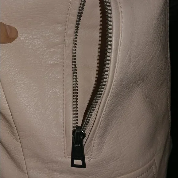 Levi's: Pink Faux Leather Moto Jacket W/Knit Hood - Women's Size Small - NWOT - Picture 7 of 11